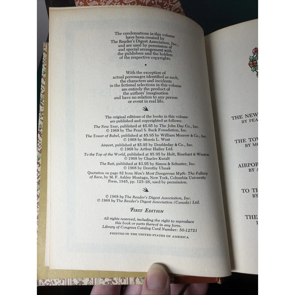Vintage Readers Digest Condensed Books Volume 2 1968  Volume 2 1975 1st Editions